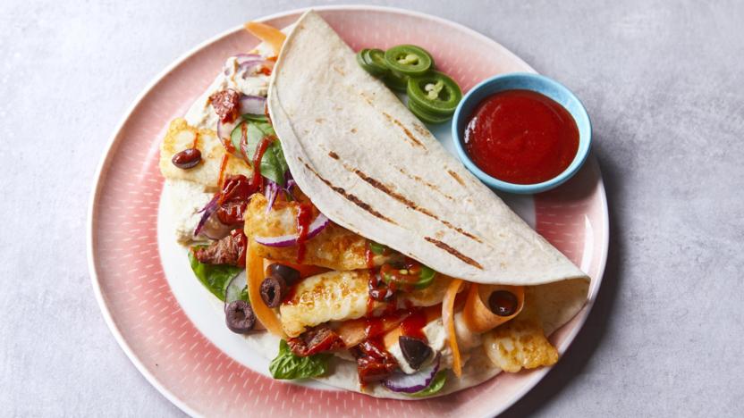 Easy halloumi wrap