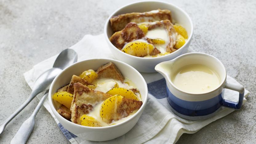 Sweet Eggy Bread In Custard Recipe Bbc Food