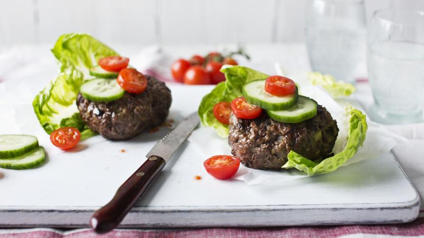 Extra-lean burger and salad