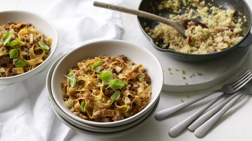 Fettuccine Bolognese with pangrattato 