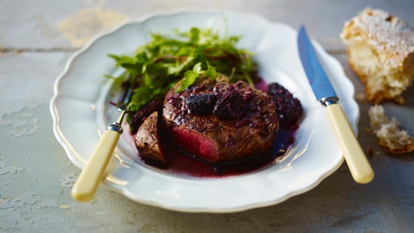 Fillet steak with morel mushroom and wine sauce