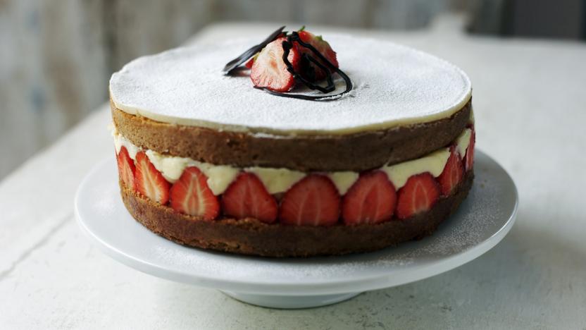 Made in-house Fraisier Cake by Pierre and Michel