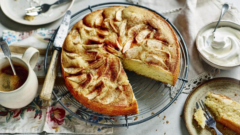 French Apple Cake with Maple Ginger Custard Sauce — b. sweet