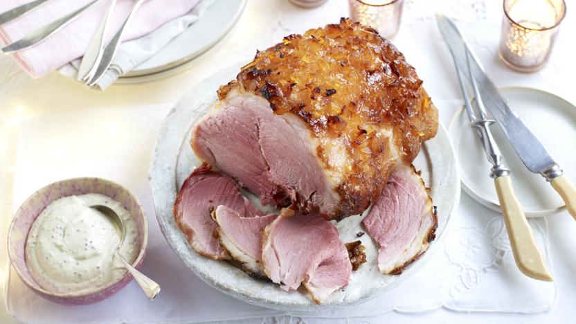 Slow cooked gammon with mustard sauce