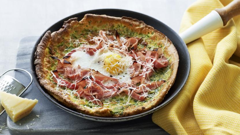 Ham, egg and spinach Dutch baby