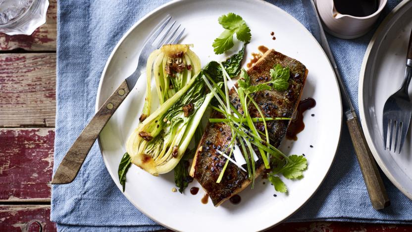 Honey and soy glazed trout