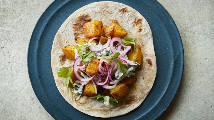 Indian-spiced potato wraps