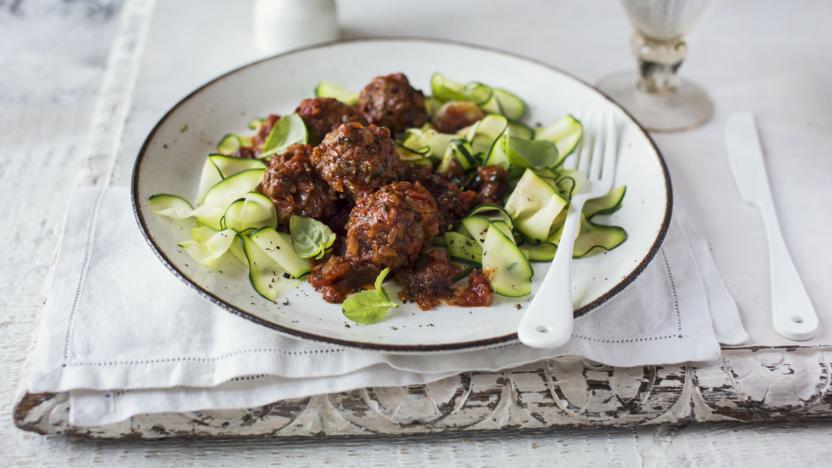 Italian style meatballs with courgette ‘tagliatelle’