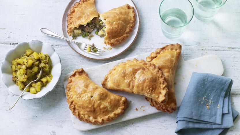 Lamb and mint pasties with quick apple pickle 