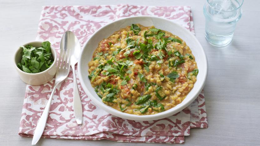 Lighter spinach and cherry tomato dal