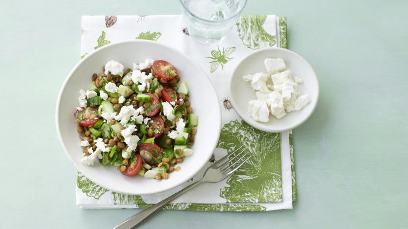 Lentil, cherry tomato and feta salad 