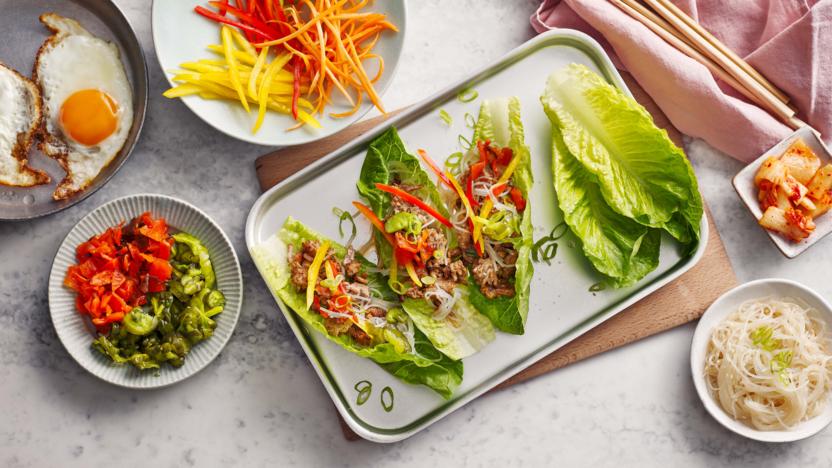 Lettuce wraps with miso pork 