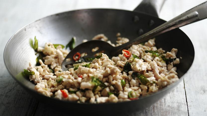 Turkey mince stir fry with basil