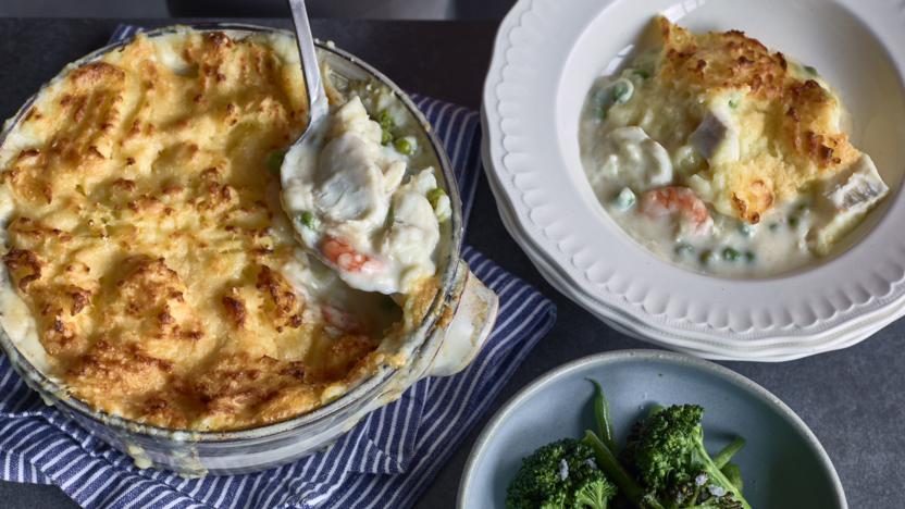 The Hairy Bikers Fish Pie With Cheese Mash Recipe Bbc Food