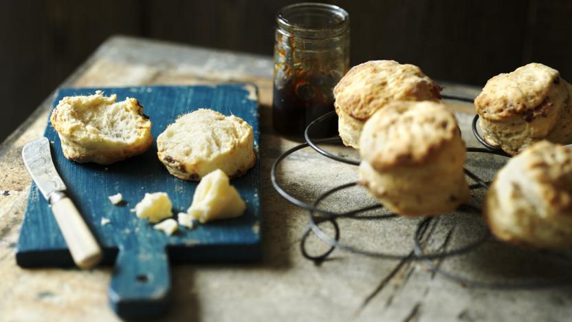 Mustard, bacon and caramelised onion scones