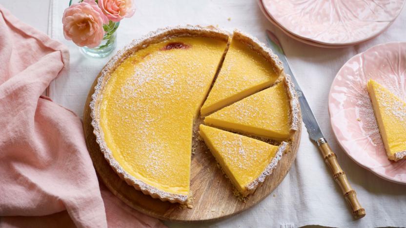 Passion fruit tart with orange pastry