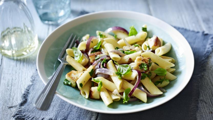 Pasta with halloumi and red onion recipe - BBC Food