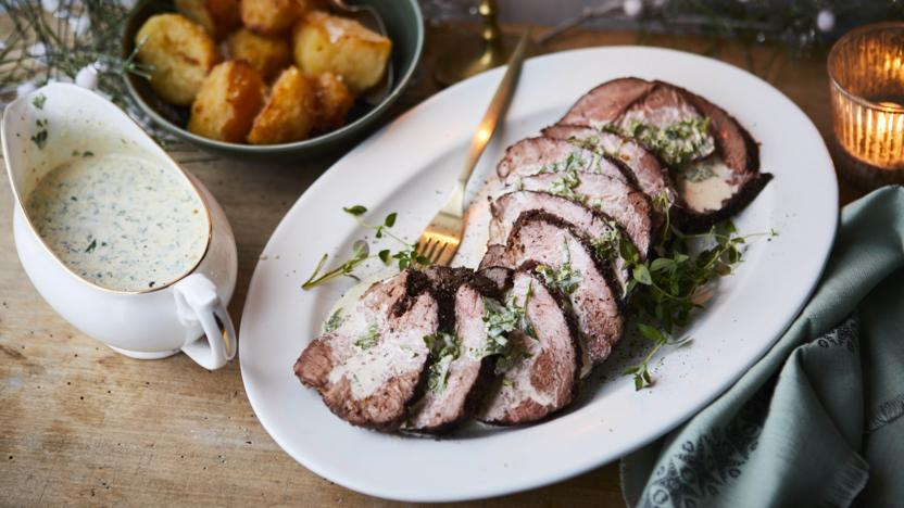 Peppered Fillet Of Beef With Mustard Thyme And Brandy Sauce Recipe Bbc Food