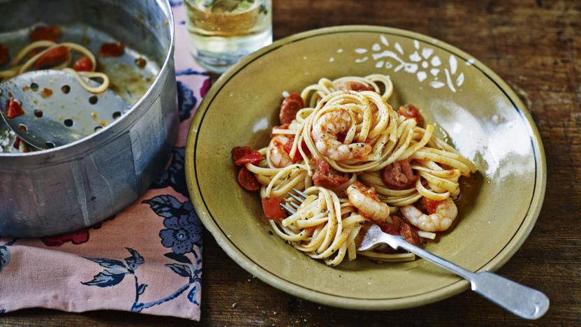 Prawn and chorizo pasta