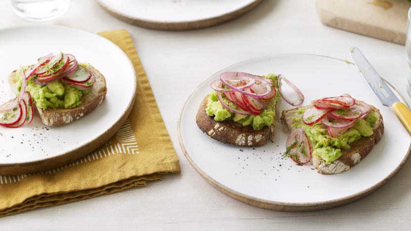 Avocado toast with radish ceviche