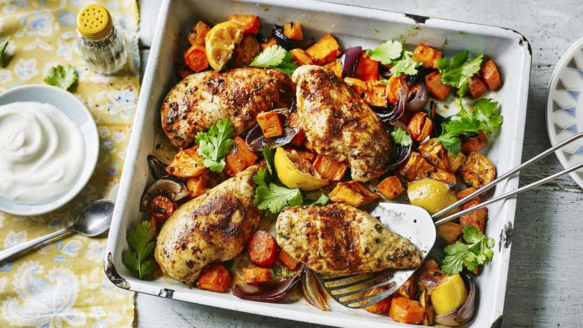 Ras-el-hanout chicken traybake