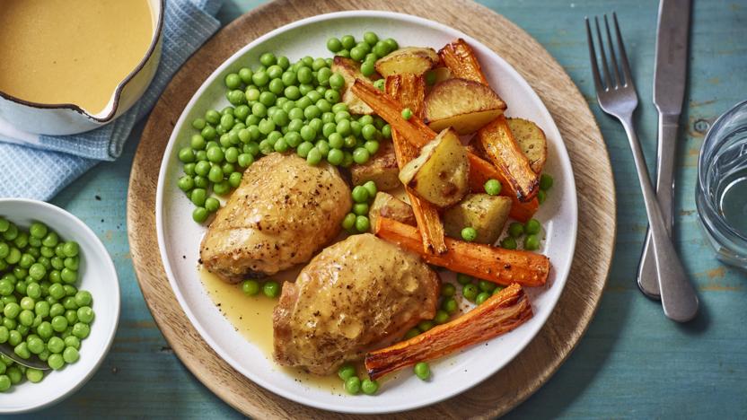 Roast chicken dinner for one  