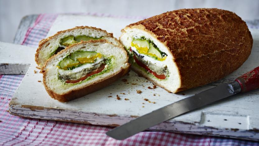 Roasted vegetable picnic loaf