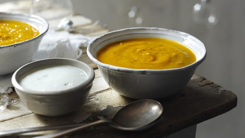 Roast squash and sweet potato soup