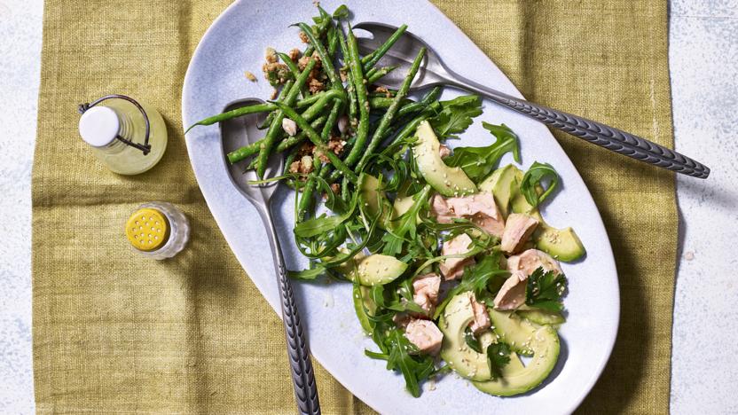 Salmon, avocado and rocket salad