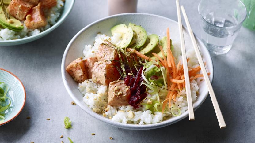 Salmon poke bowls