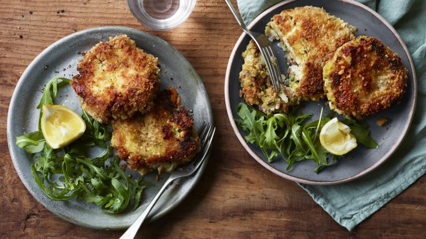 Cod Fishcakes with Bacon and Pea Salad - Nicky's Kitchen Sanctuary
