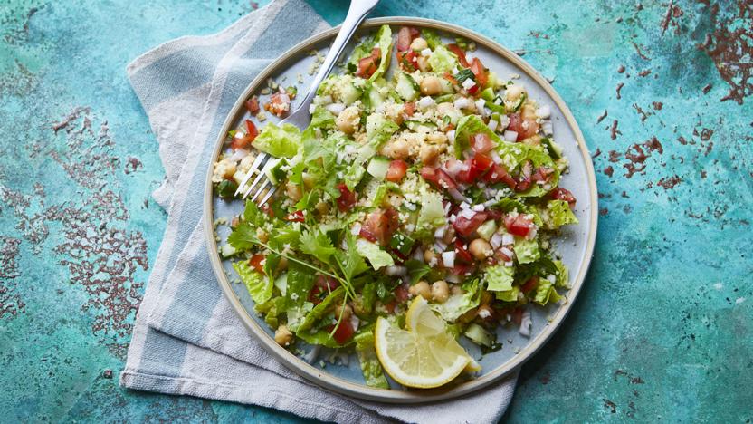 Salsa, chickpea and couscous salad