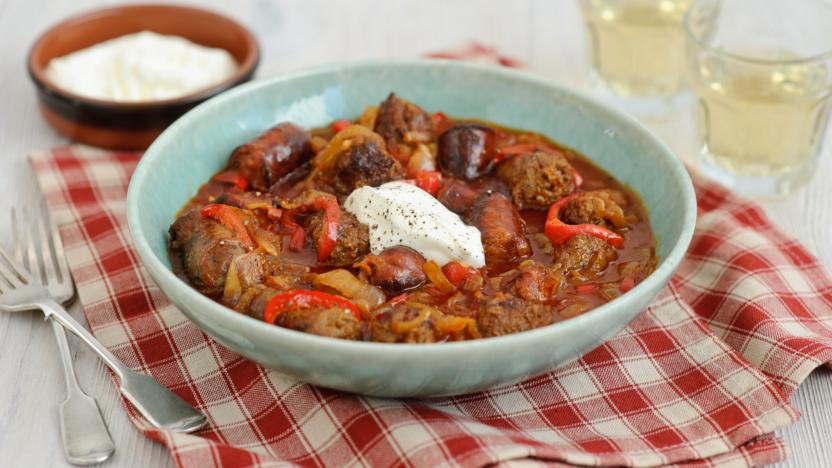 Sausage and chorizo goulash recipe - BBC Food