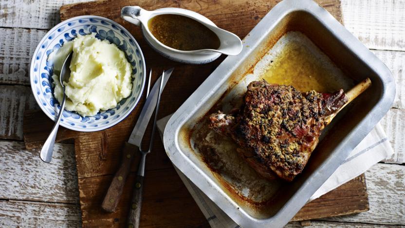 Slow Roast Leg Of Lamb With Herb Rub Recipe Bbc Food