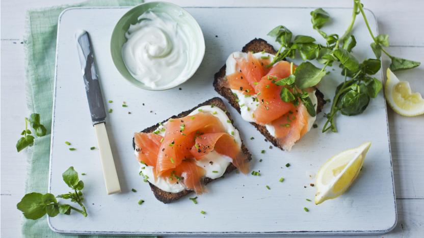 Smoked salmon open-topped sandwich 