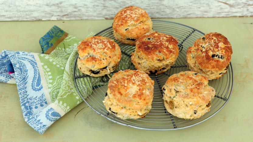 Smoky cheese and olive scones