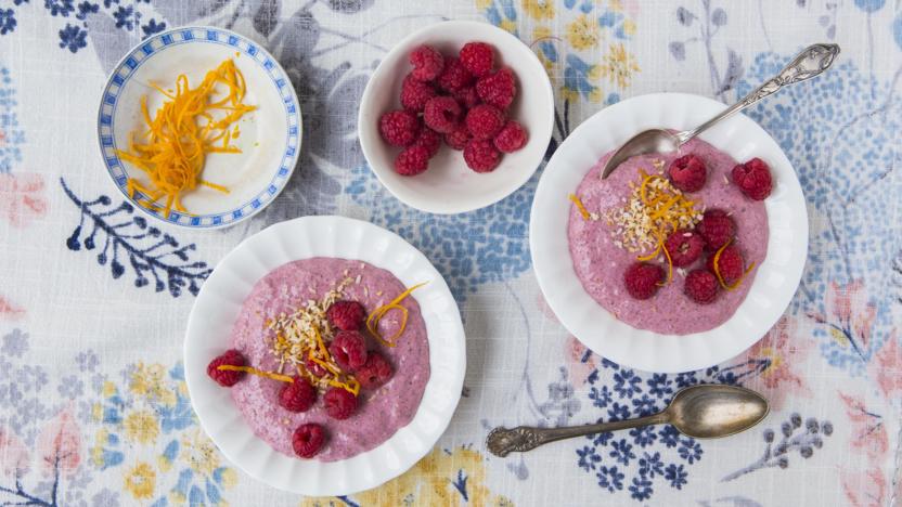 Smooth and creamy raspberry chia pudding