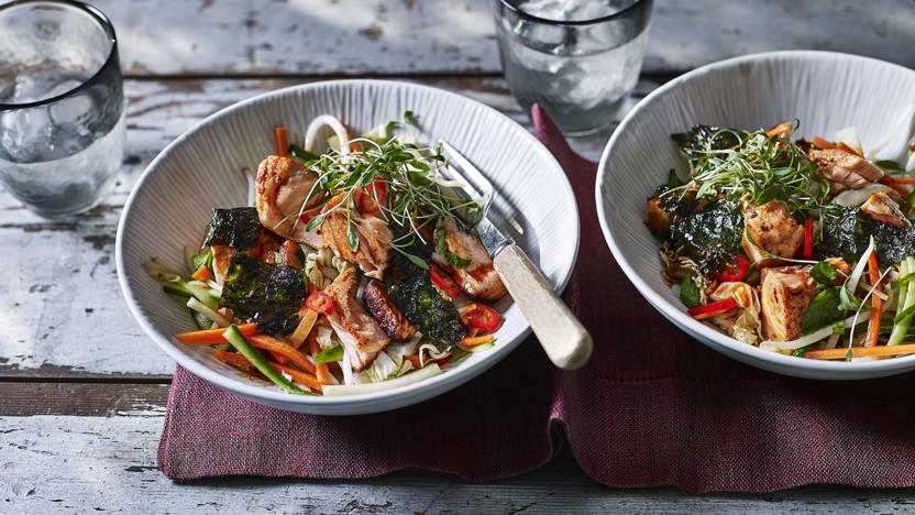 Soy-glazed salmon salad