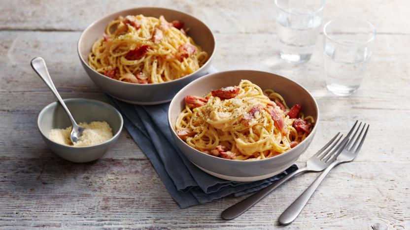 Budget spaghetti carbonara