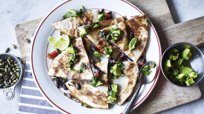 Spicy black bean quesadilla