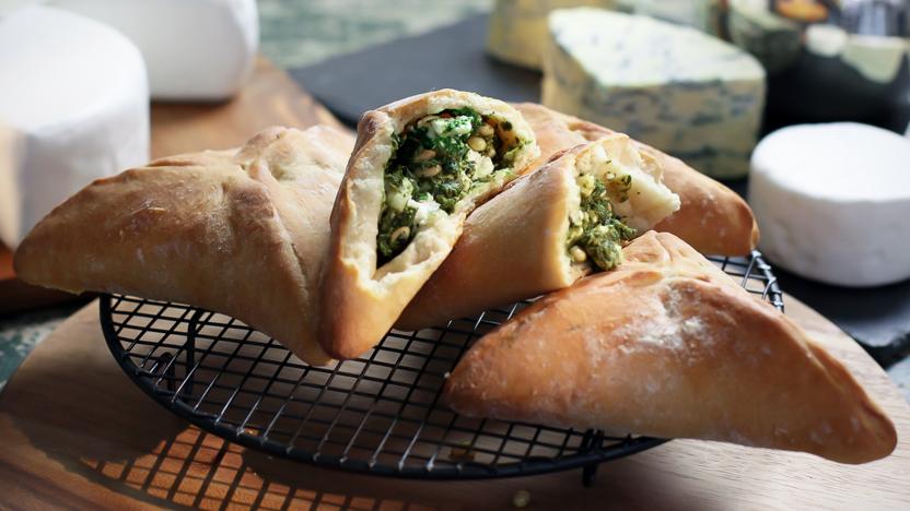 Spinach, feta and pine nut parcels