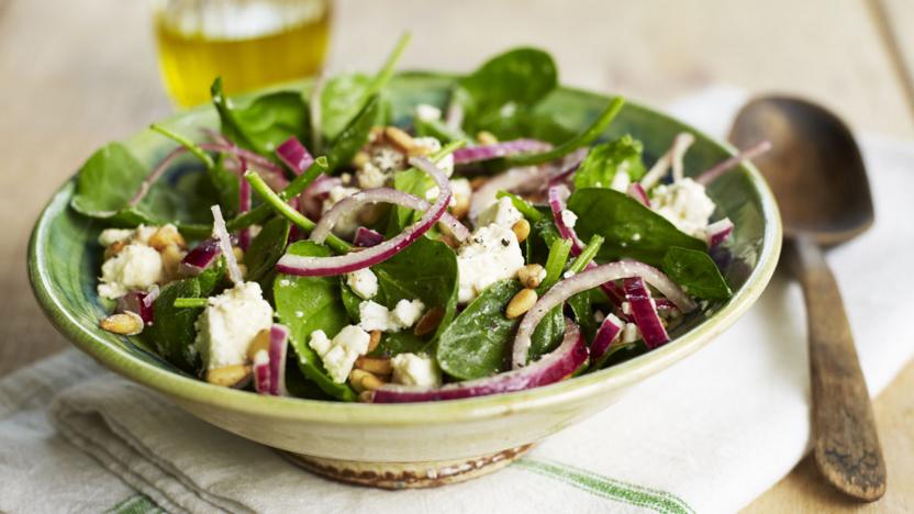 Spinach, feta and pine nut salad