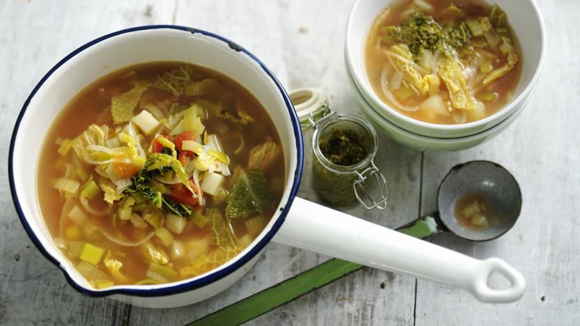 Spring minestrone soup with pesto recipe - BBC Food