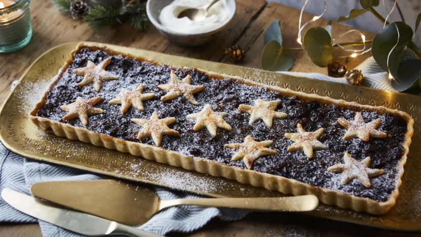 Mincemeat and marzipan tart