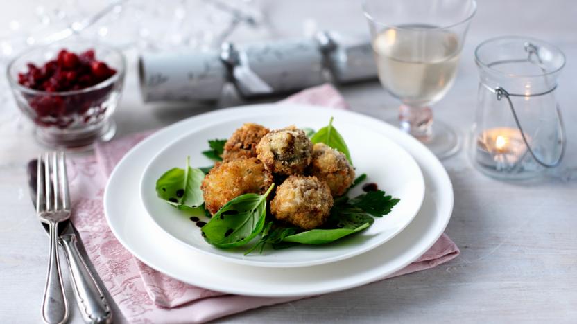 Stilton-stuffed mushrooms with cranberry relish