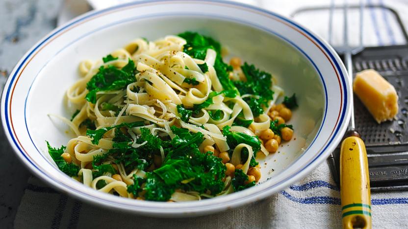 Tagliatelle with kale, chickpeas and pecorino recipe - BBC Food