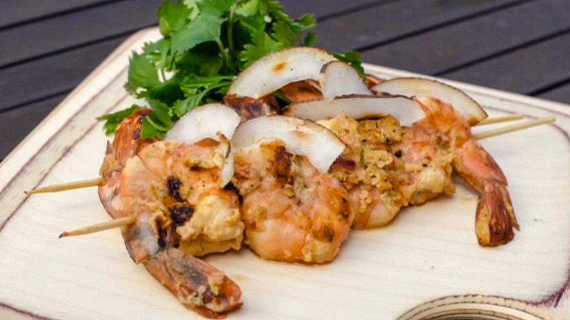 Thai coconut-chilli prawns