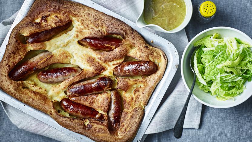 Toad in the hole with onion gravy