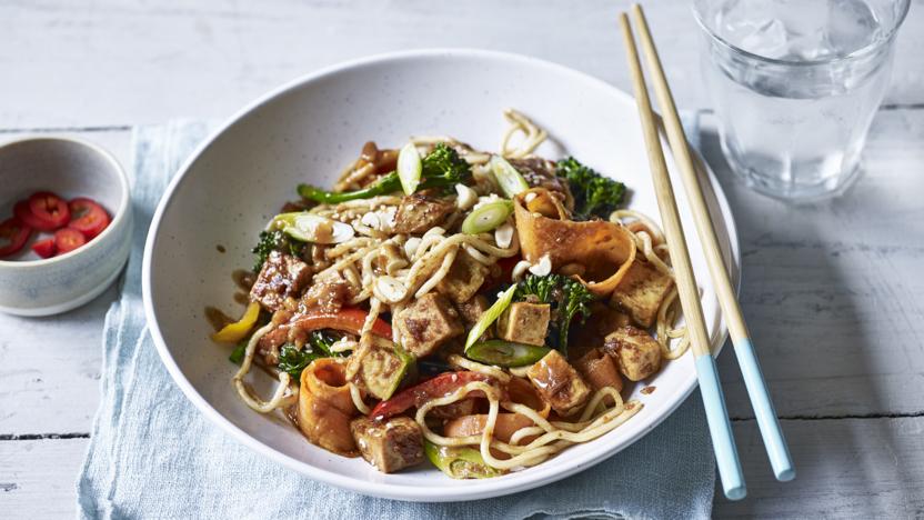 Tofu peanut vegan stir-fry 