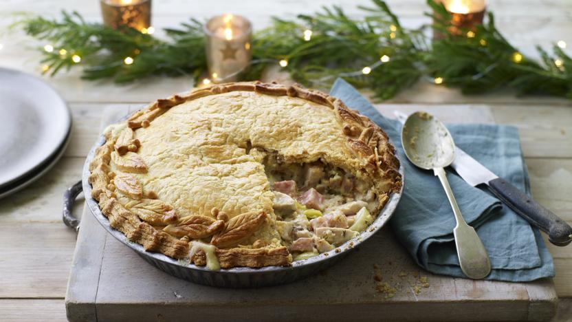 Turkey, ham and stuffing pie